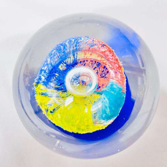 Color Explosion Bubble Art Glass Hand Made Blown Paperweight Abstract 3.5" - Picture 4 of 11
